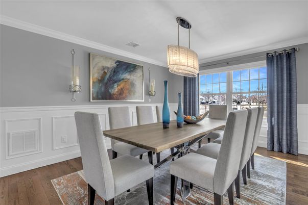 Chandelier, Dining room, Interior, Wood Texture Flooring