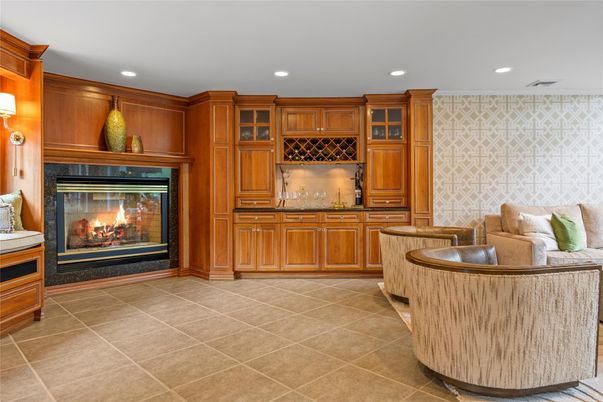 Fireplace, Interior, Recessed Lighting, Wooden Walls