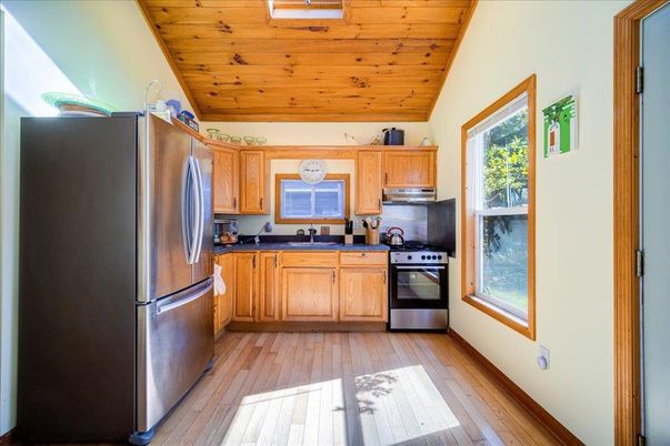 Interior, Kitchen, Stainless Steel Appliances, Wooden Ceilings, Wood Texture Flooring