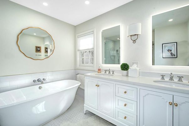 Bathroom, Dual Sink Vanities, Free Standing Baths, Interior, Recessed Lighting
