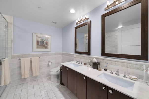 Bathroom, Dual Sink Vanities, Glass Shower, Interior, Recessed Lighting