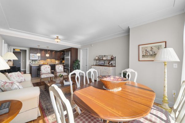 Dining room, Interior, Kitchen, Living room, Pendant Lights, Stainless Steel Appliances, Wood Texture Flooring