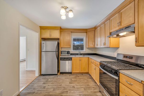 Interior, Kitchen, Stainless Steel Appliances, Wood Texture Flooring