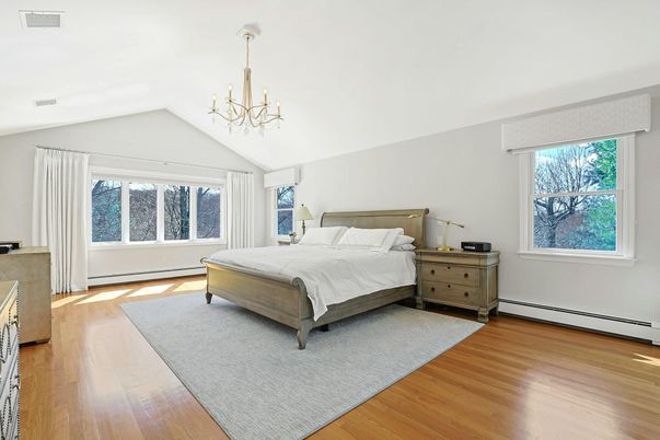 Bedroom, Chandelier, Interior, Wood Texture Flooring