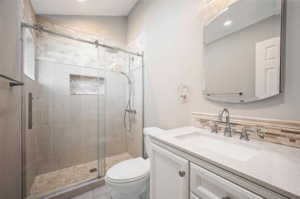 Bathroom, Glass Shower, Interior, Recessed Lighting