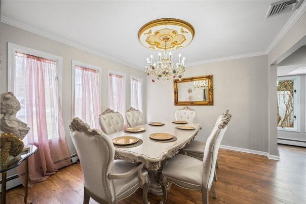 Chandelier, Dining room, Interior, Wood Texture Flooring