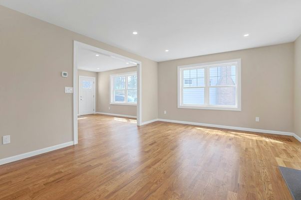 Empty room, Interior, Recessed Lighting, Wood Texture Flooring