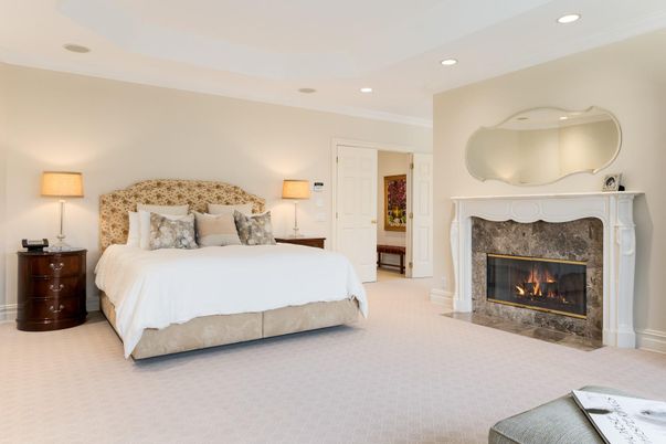 Bedroom, Fireplace, Interior, Recessed Lighting