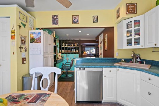 Interior, Kitchen, Recessed Lighting, Wood Texture Flooring