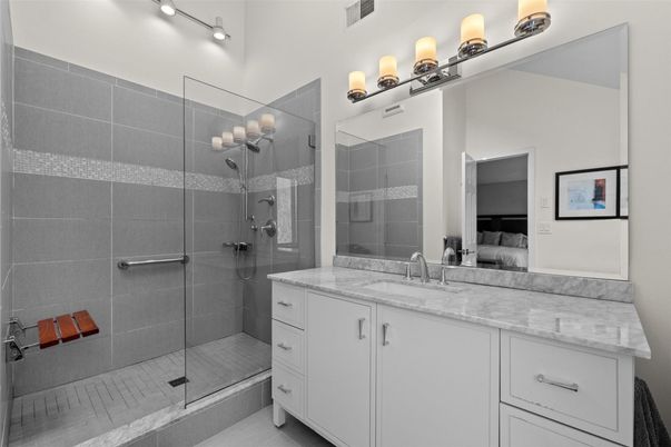 Bathroom, Dual Sink Vanities, Glass Shower, Interior
