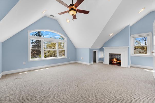 Empty room, Fireplace, Interior, Recessed Lighting
