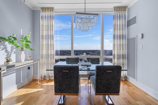 Chandelier, Dining room, Interior, Wood Texture Flooring