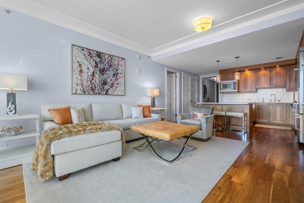 Interior, Kitchen, Living room, Pendant Lights, Wood Texture Flooring