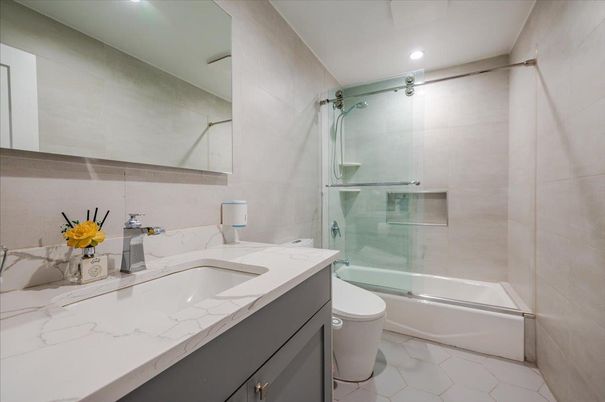 Bathroom, Glass Shower, Interior, Recessed Lighting