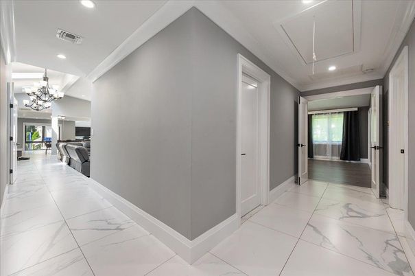 Chandelier, Interior, Marble, Recessed Lighting