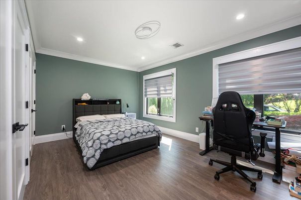 Bedroom, Home Office, Interior, Recessed Lighting, Wood Texture Flooring
