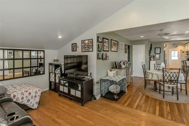 Dining room, Interior, Recessed Lighting, Wood Texture Flooring