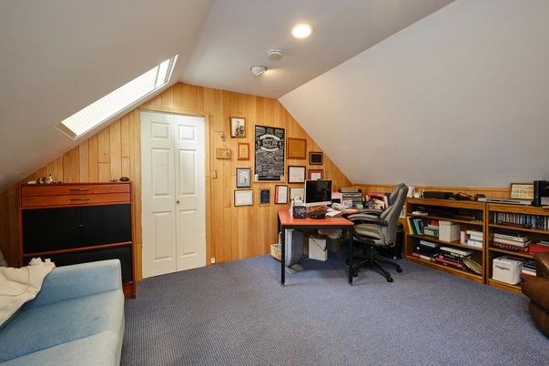 Home Office, Interior, Recessed Lighting, Wooden Walls