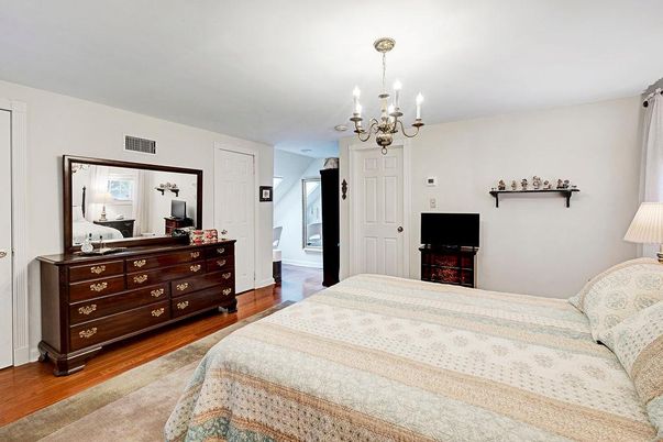 Bedroom, Chandelier, Interior, Wood Texture Flooring