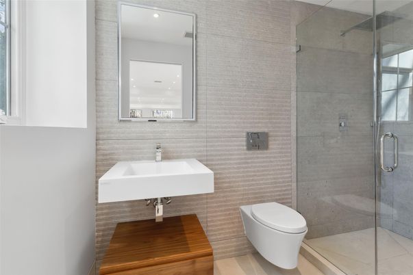 Bathroom, Glass Shower, Interior, Recessed Lighting
