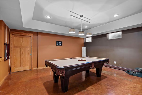 Billiard Table, Game Room, Interior, Pendant Lights, Recessed Lighting