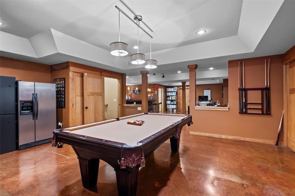 Billiard Table, Game Room, Interior, Pendant Lights, Recessed Lighting
