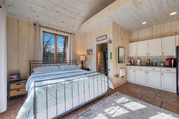 Bedroom, Interior, Recessed Lighting, Wooden Beams, Wooden Ceilings, Wood Texture Flooring, Wooden Walls