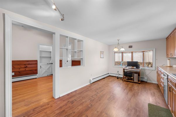 Home Office, Interior, Pendant Lights, Wood Texture Flooring