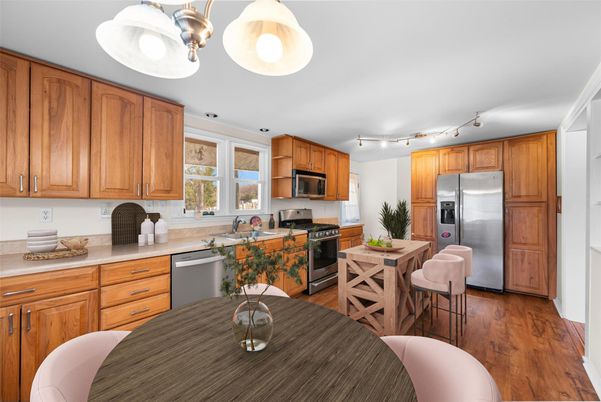 Interior, Kitchen, Stainless Steel Appliances, Wood Texture Flooring
