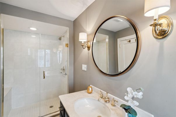 Bathroom, Glass Shower, Interior, Recessed Lighting