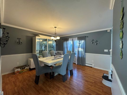Chandelier, Dining room, Interior, Wood Texture Flooring