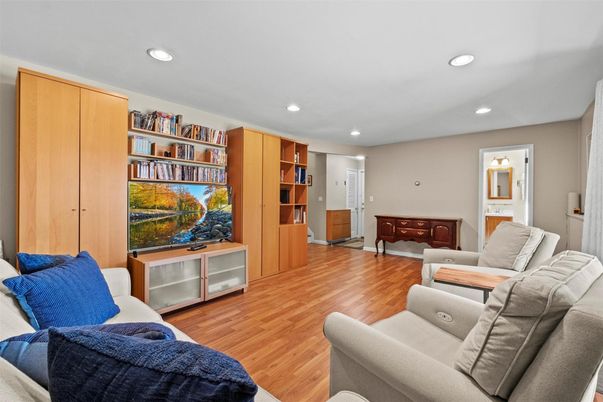 Interior, Living room, Recessed Lighting, Wood Texture Flooring