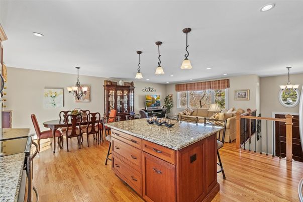 Chandelier, Dining room, Interior, Living room, Pendant Lights, Recessed Lighting, Wood Texture Flooring