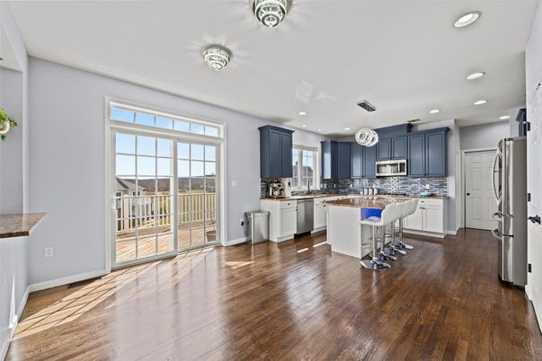 Interior, Kitchen, Pendant Lights, Recessed Lighting, Wood Texture Flooring