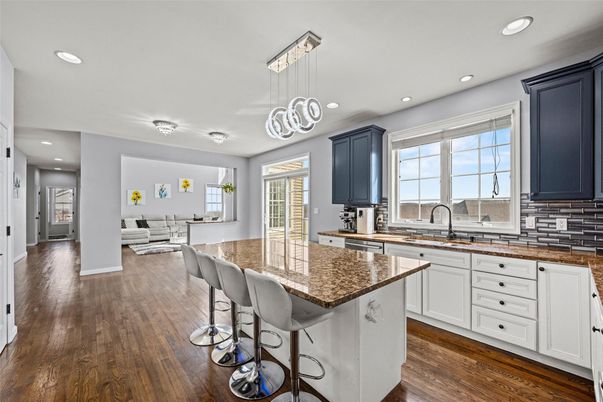 Interior, Kitchen, Pendant Lights, Recessed Lighting, Wood Texture Flooring