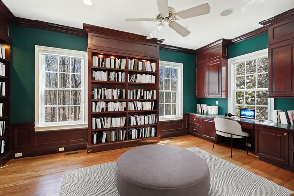 Home Office, Interior, Recessed Lighting, Wood Texture Flooring