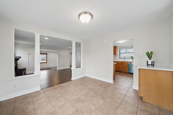 Empty room, Interior, Kitchen, Recessed Lighting, Wood Texture Flooring