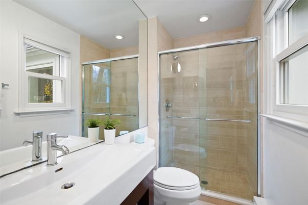 Bathroom, Glass Shower, Interior, Recessed Lighting