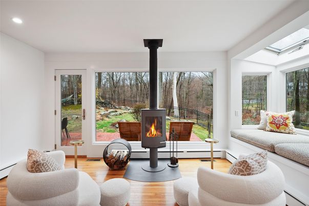 Fireplace, Interior, Recessed Lighting, Wood Texture Flooring