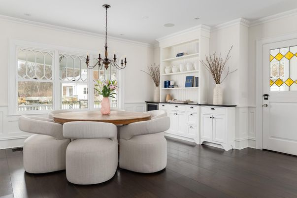Chandelier, Dining room, Interior, Wood Texture Flooring