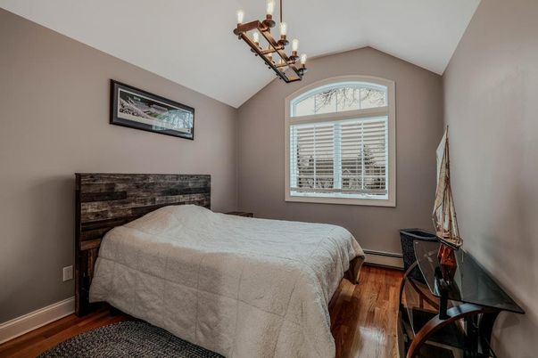Bedroom, Chandelier, Interior, Wood Texture Flooring