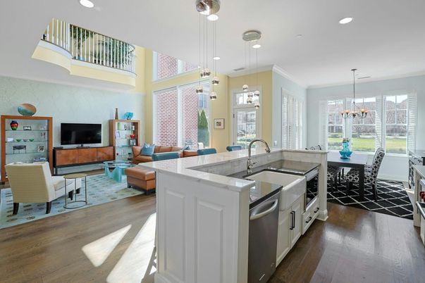 Dining room, Interior, Kitchen, Living room, Pendant Lights, Recessed Lighting, Wood Texture Flooring