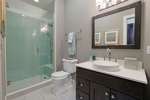 Bathroom, Glass Shower, Interior, Recessed Lighting
