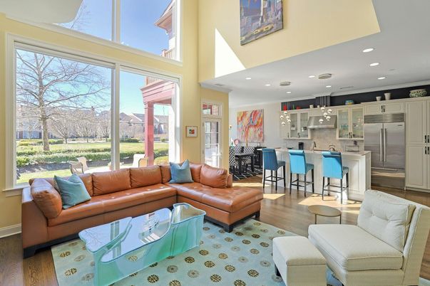 Interior, Kitchen, Living room, Recessed Lighting, Stainless Steel Appliances, Wood Texture Flooring