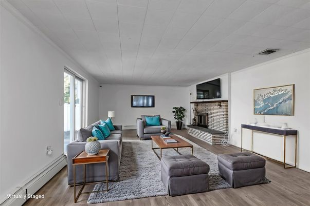 Fireplace, Interior, Living room, Stone Walls, Wood Texture Flooring
