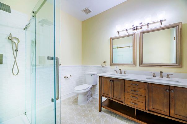 Bathroom, Dual Sink Vanities, Glass Shower, Interior