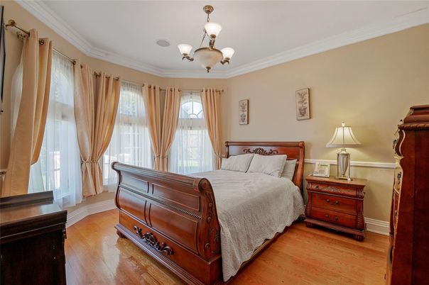 Bedroom, Chandelier, Interior, Wood Texture Flooring