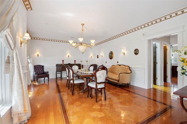 Chandelier, Dining room, Interior, Wood Texture Flooring