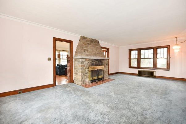 Empty room, Fireplace, Interior, Pendant Lights