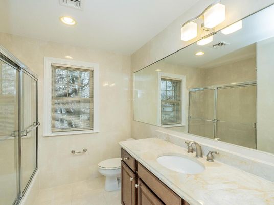 Bathroom, Glass Shower, Interior, Recessed Lighting
